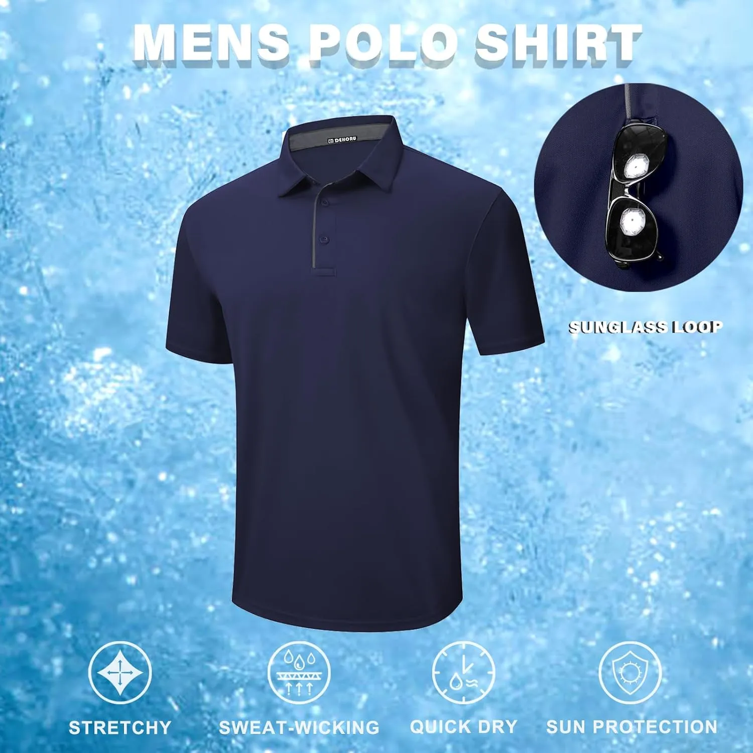 3 Pack Mens Polo Shirt Quick-Dry Short Sleeve Athletic Top Moisture Wicking Performance Dry Fit Golf Tennis T-Shirt