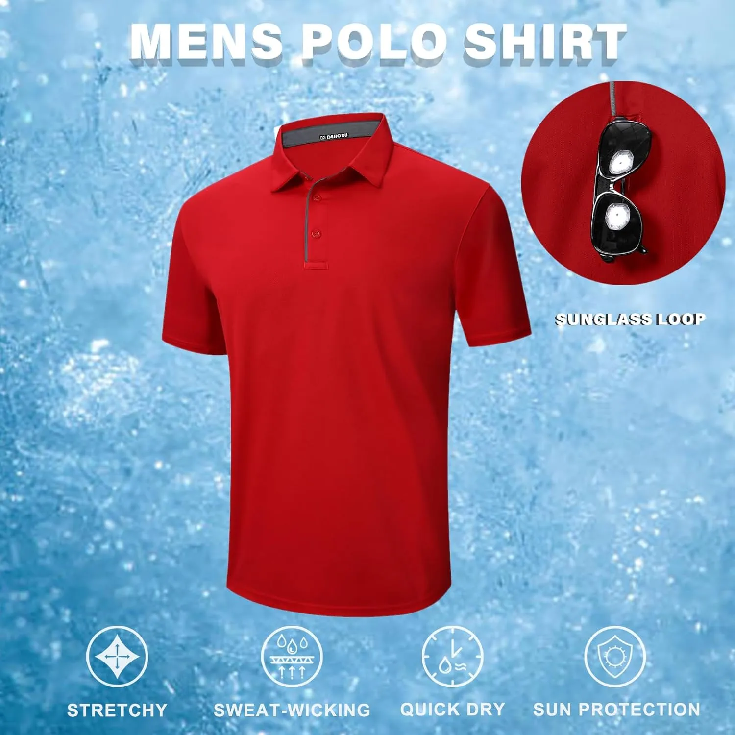 3 Pack Mens Polo Shirt Quick-Dry Short Sleeve Athletic Top Moisture Wicking Performance Dry Fit Golf Tennis T-Shirt