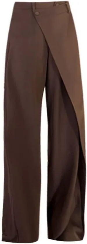 Asymmetrical Dress Pants for Women High Waisted Chic Irregular Pant Tailored Design Business Casual Work Trousers