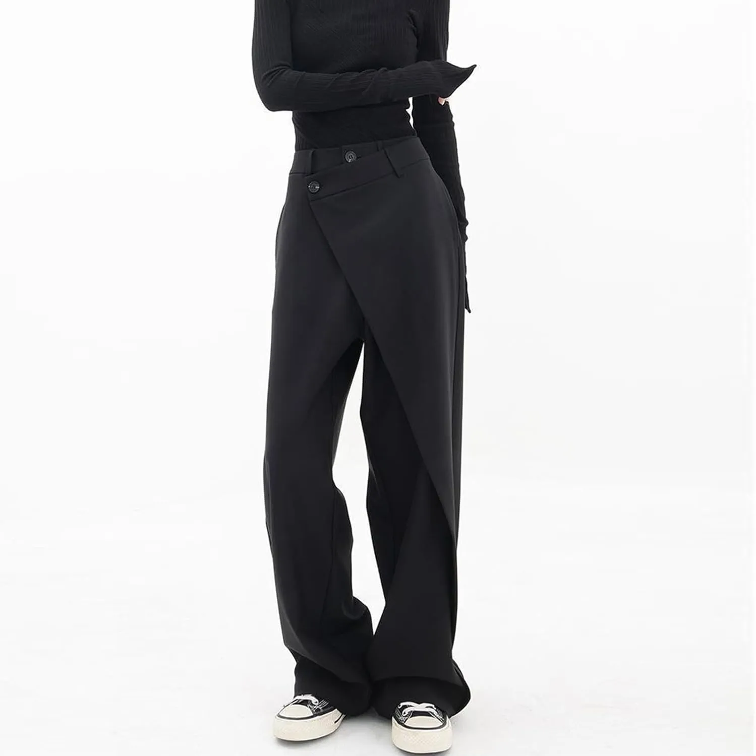 Asymmetrical Dress Pants for Women High Waisted Chic Irregular Pant Tailored Design Business Casual Work Trousers