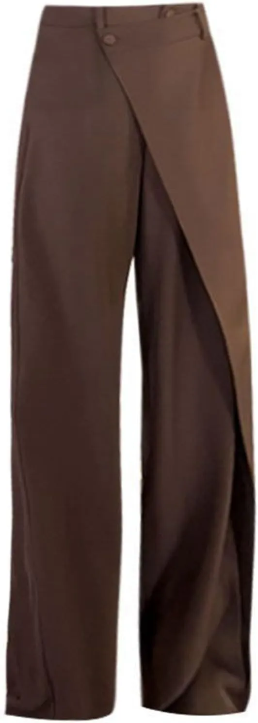 Asymmetrical Dress Pants for Women High Waisted Chic Irregular Pant Tailored Design Business Casual Work Trousers