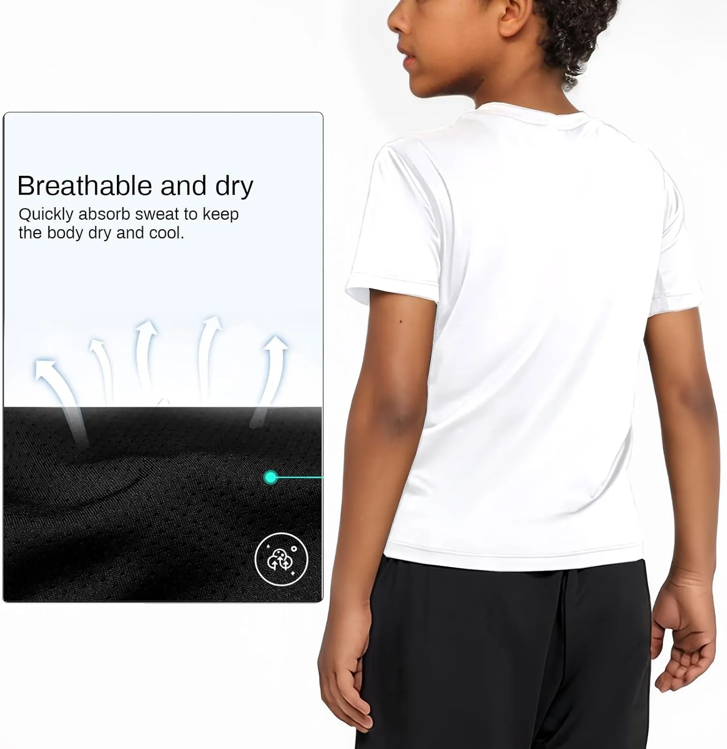 Boys Compression Shirt Short Sleeve Youth Athletic Undershirt Kids Quick Dry Athletic Base Layer T-Shirt for Sports