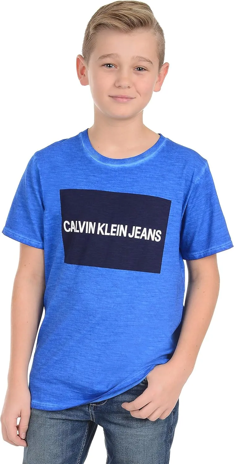 Calvin Klein Boys' Short Sleeve Fashion Graphic Crew Neck T-Shirt, Comfortable, Relaxed Fit