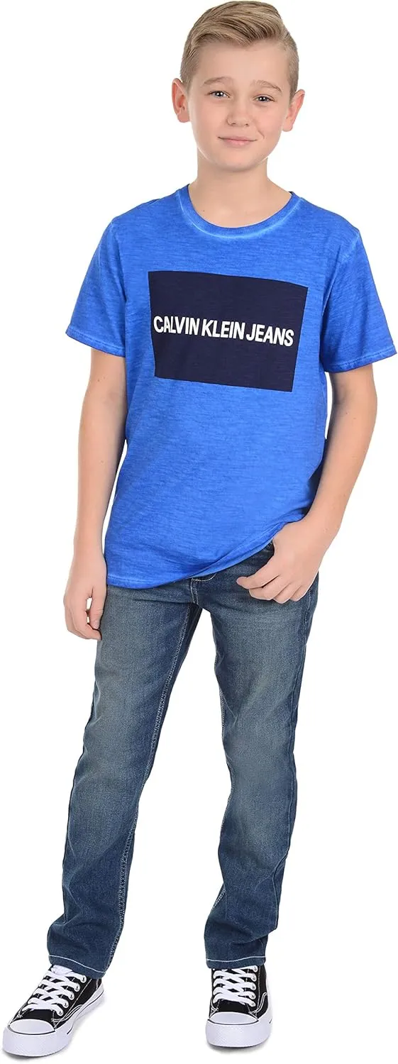 Calvin Klein Boys' Short Sleeve Fashion Graphic Crew Neck T-Shirt, Comfortable, Relaxed Fit