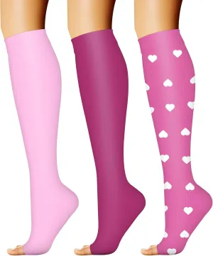 CHARMKING 3 Pairs Open Toe Compression Socks for Women & Men Circulation 15-20 mmHg is Best Support for All Day Wear