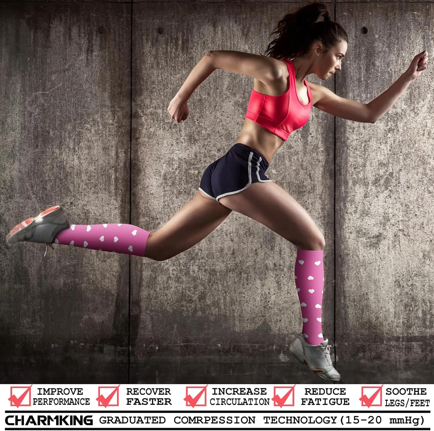 CHARMKING 3 Pairs Open Toe Compression Socks for Women & Men Circulation 15-20 mmHg is Best Support for All Day Wear