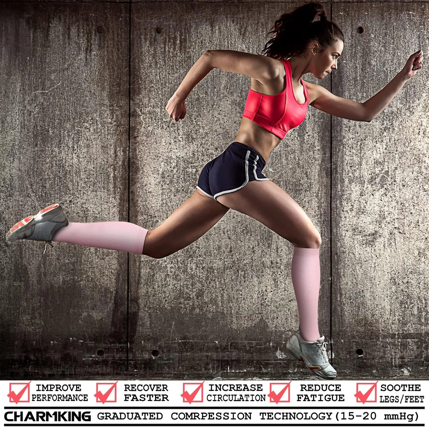 CHARMKING Compression Socks for Women and Men Circulation 4 Pairs 15-20 mmHg Best Support for Athletic Running Cycling