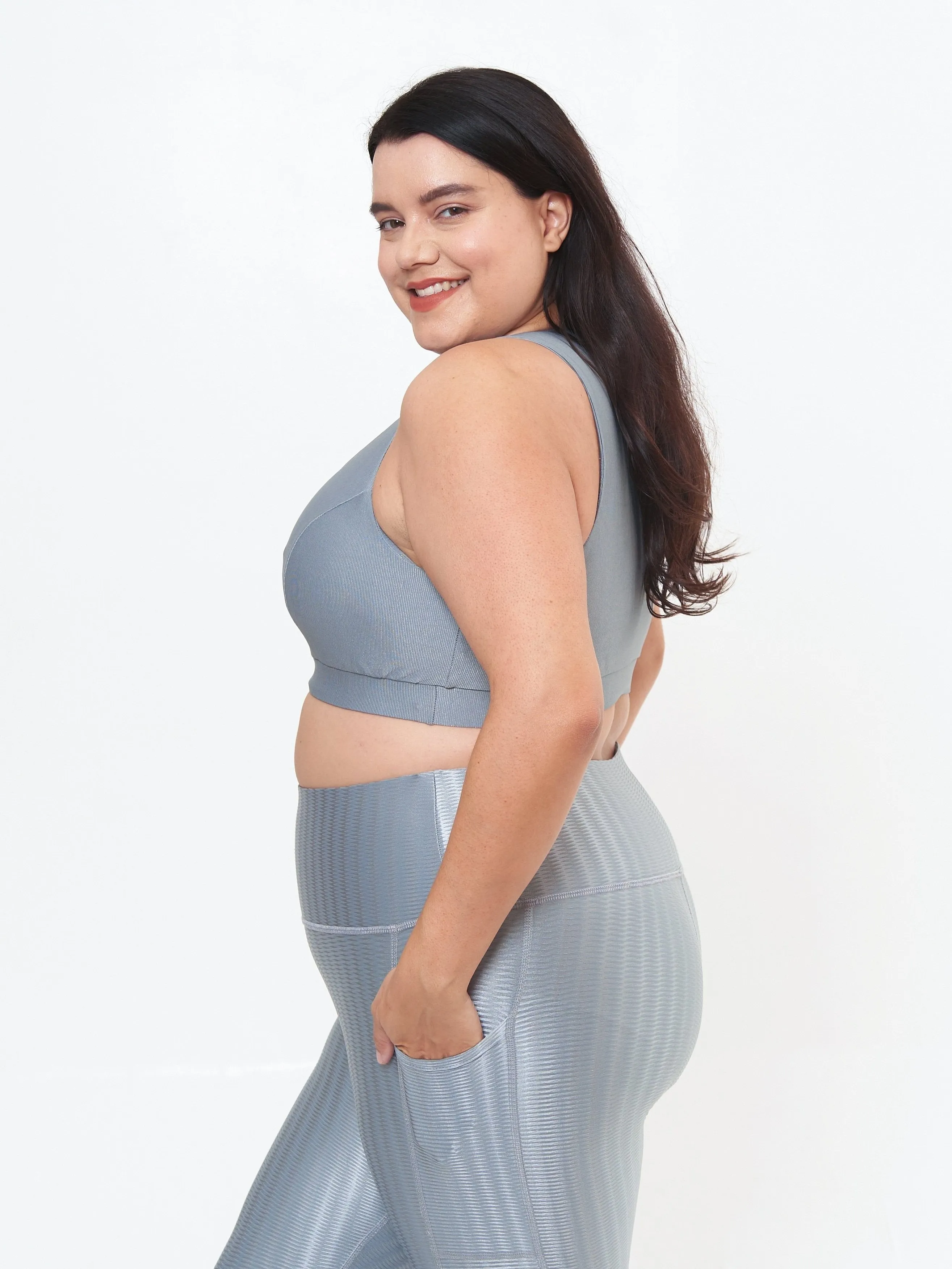 Classic Performance Bra Top- Silver Rib Pattern