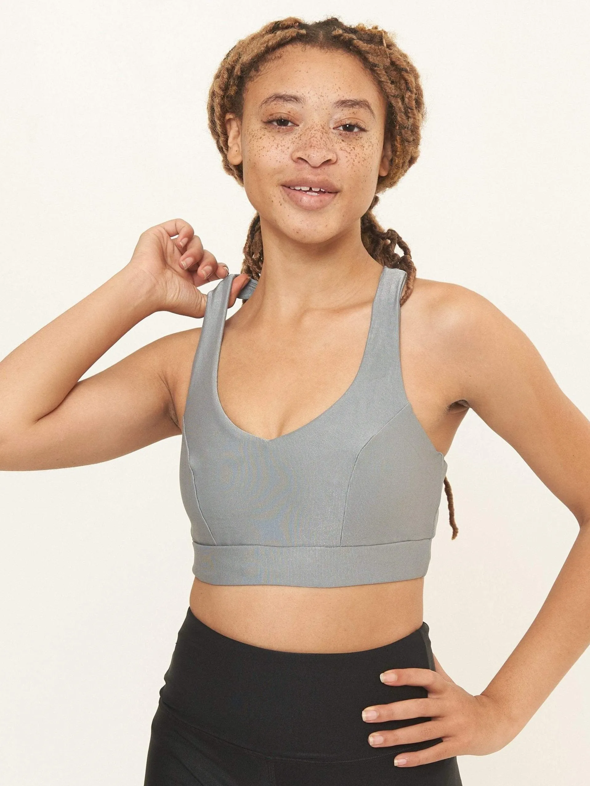 Classic Performance Bra Top- Silver Rib Pattern
