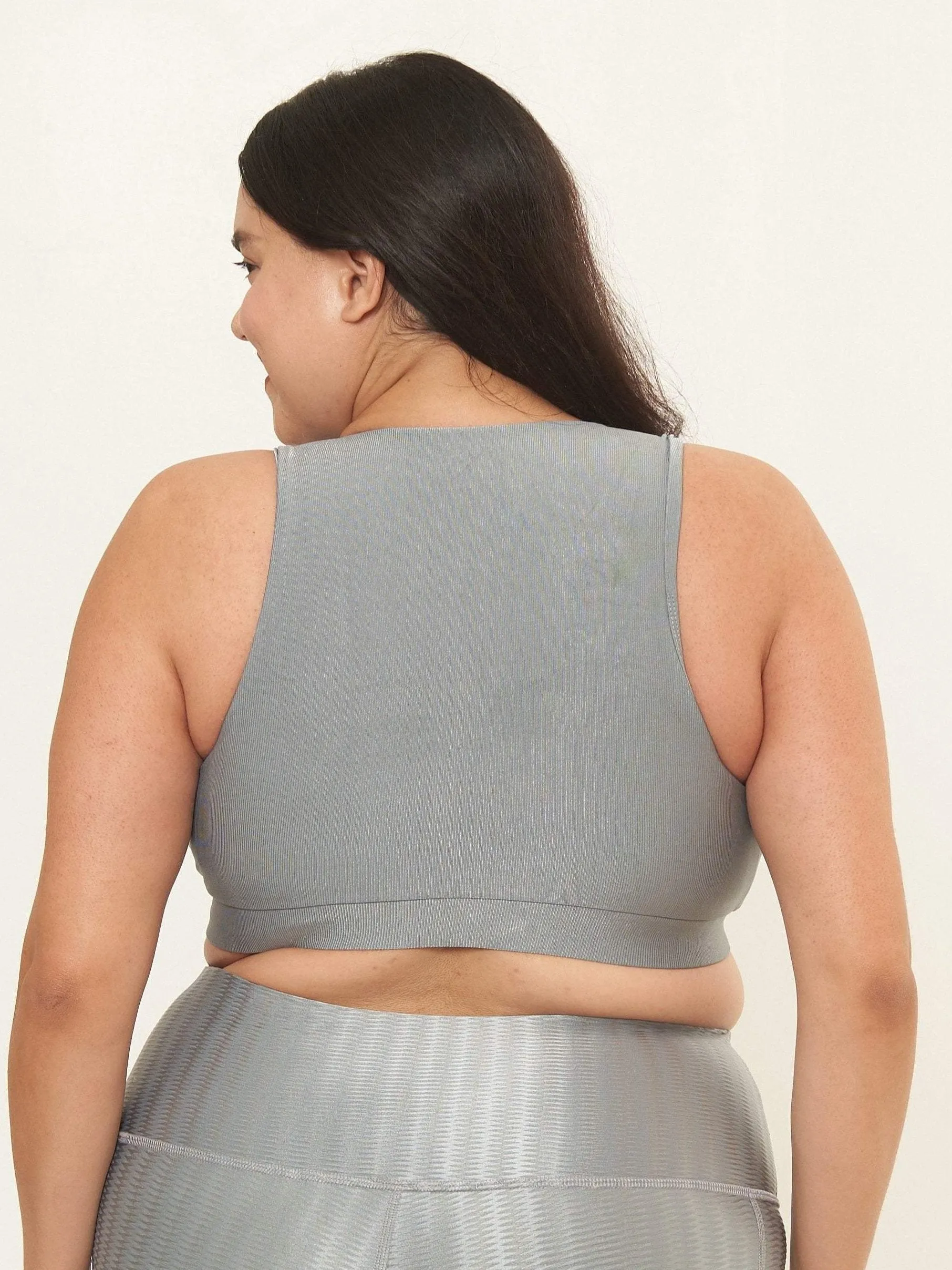 Classic Performance Bra Top- Silver Rib Pattern