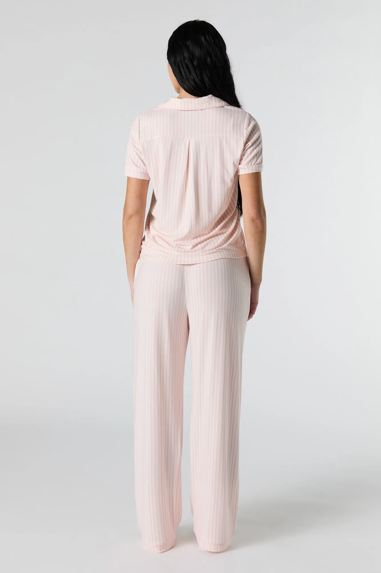 Collared Button-Up Top & Pant 2 Piece Pajama Set