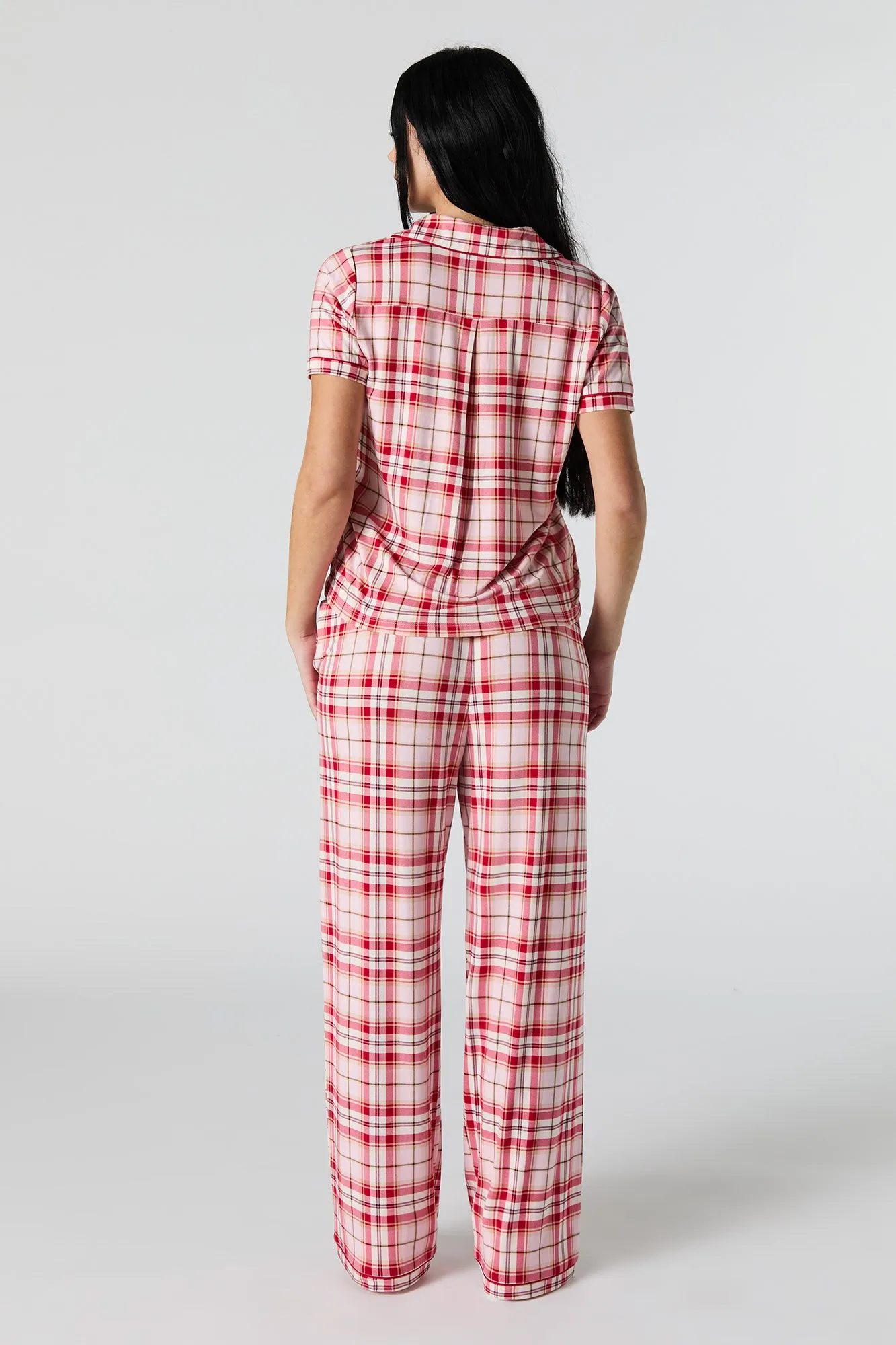Collared Button-Up Top & Pant 2 Piece Pajama Set