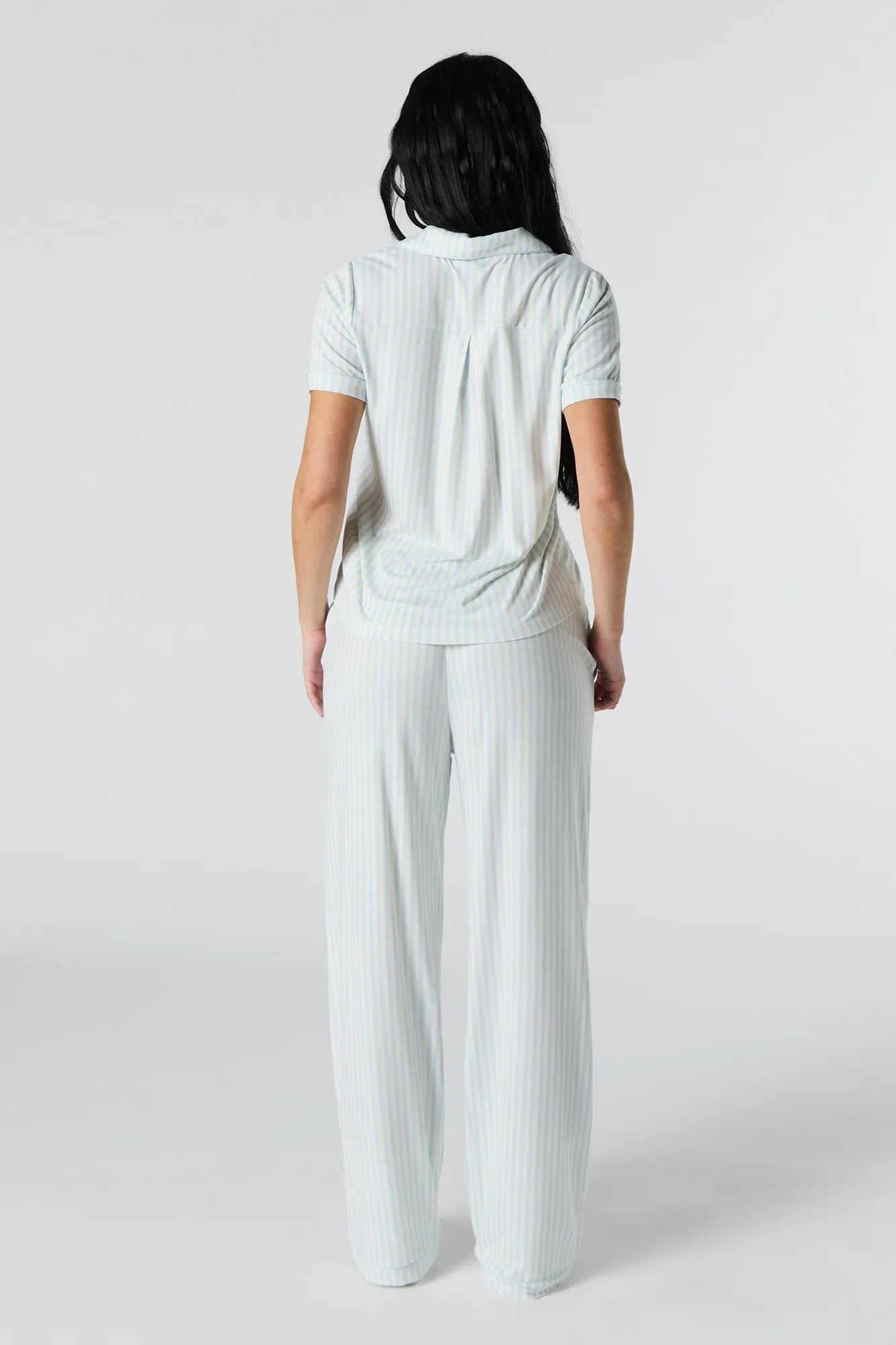 Collared Button-Up Top & Pant 2 Piece Pajama Set
