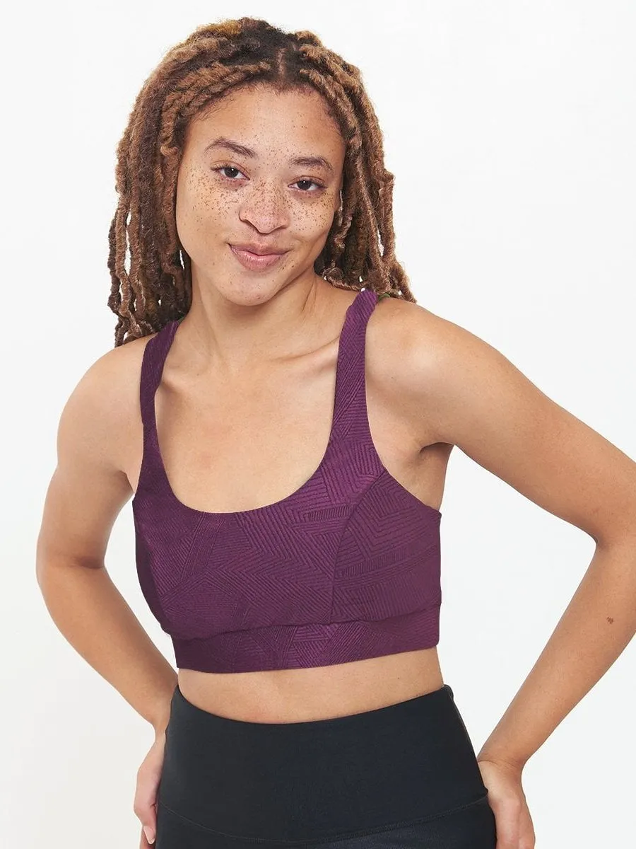 Cross Back Performance Bra Top - Sangria Geo Patterns