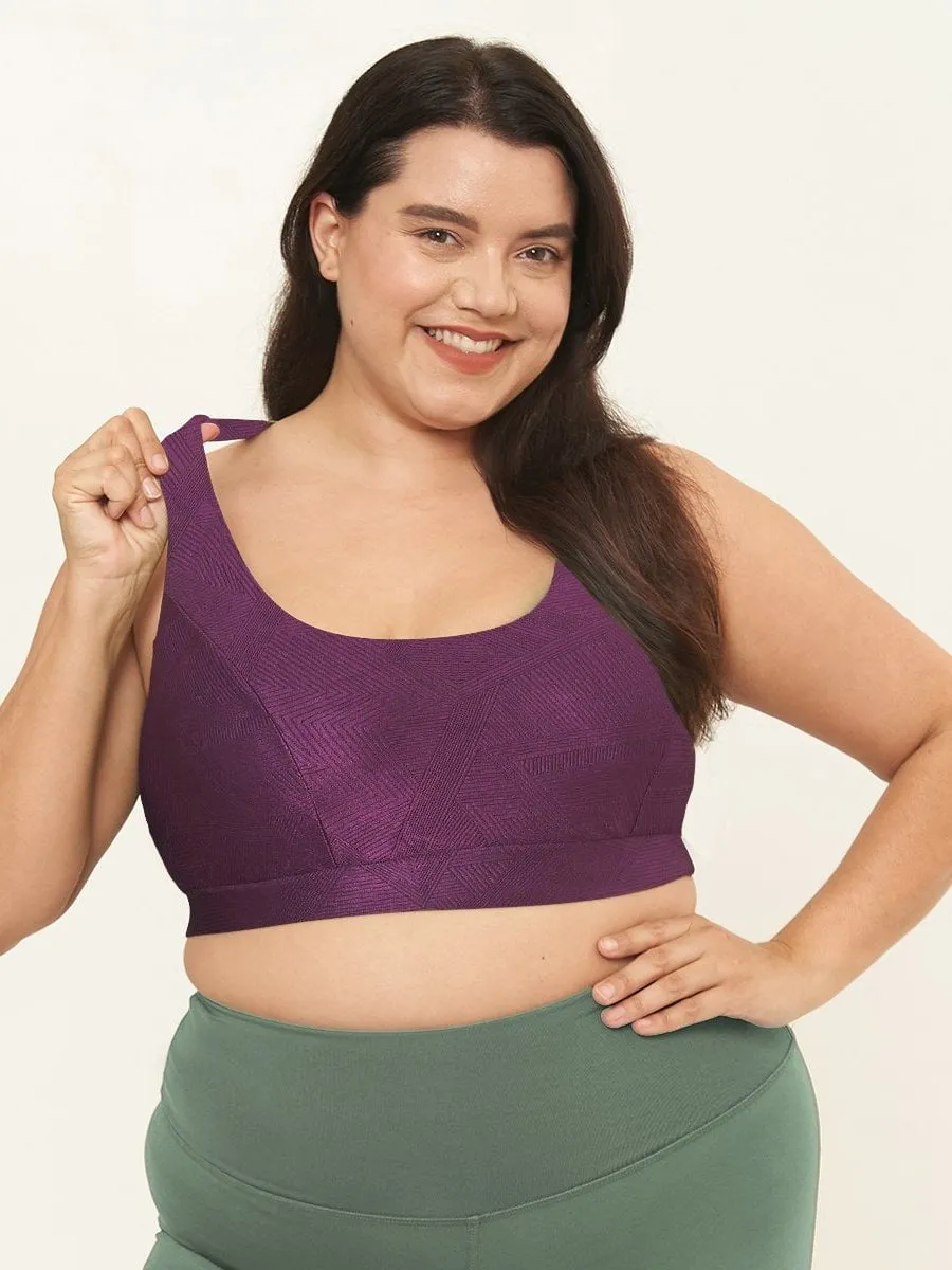 Cross Back Performance Bra Top - Sangria Geo Patterns