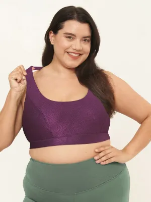 Cross Back Performance Bra Top - Sangria Geo Patterns