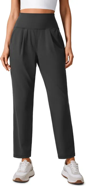 CRZ YOGA Butterlift Ankle Casual Yoga Pants for Women 7/8 Tapered Front Pleated for Lounge Travel with Pockets