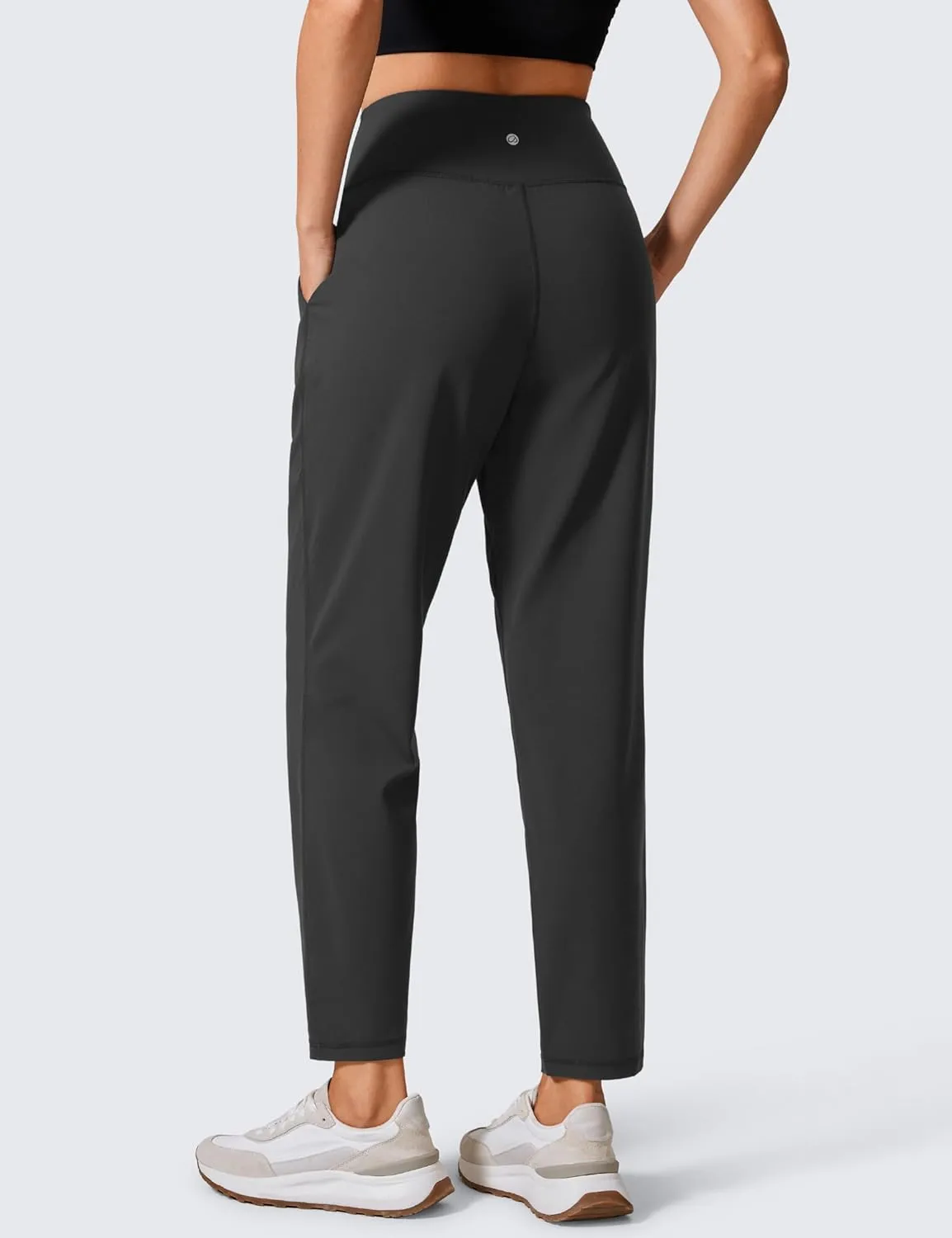 CRZ YOGA Butterlift Ankle Casual Yoga Pants for Women 7/8 Tapered Front Pleated for Lounge Travel with Pockets