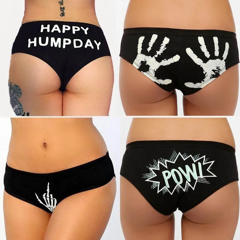 Dreamlikelin Women Sexy Briefs happy hump day skeleton Print Panties Lingerie Underwear Knickers