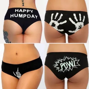 Dreamlikelin Women Sexy Briefs happy hump day skeleton Print Panties Lingerie Underwear Knickers