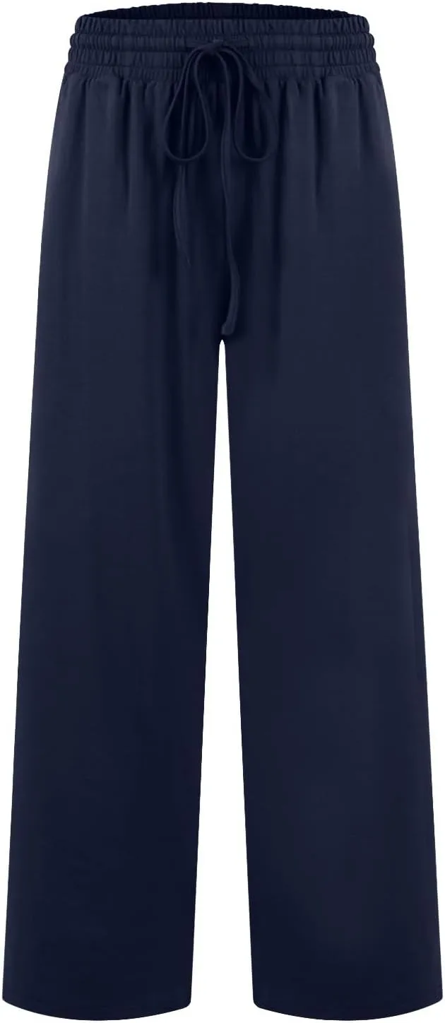 fanmpghleoo Wide Leg Yoga Pants for Women Baggy High Waisted Trousers Lightweight Sweatpants Comfy Lounge Pants with Pockets