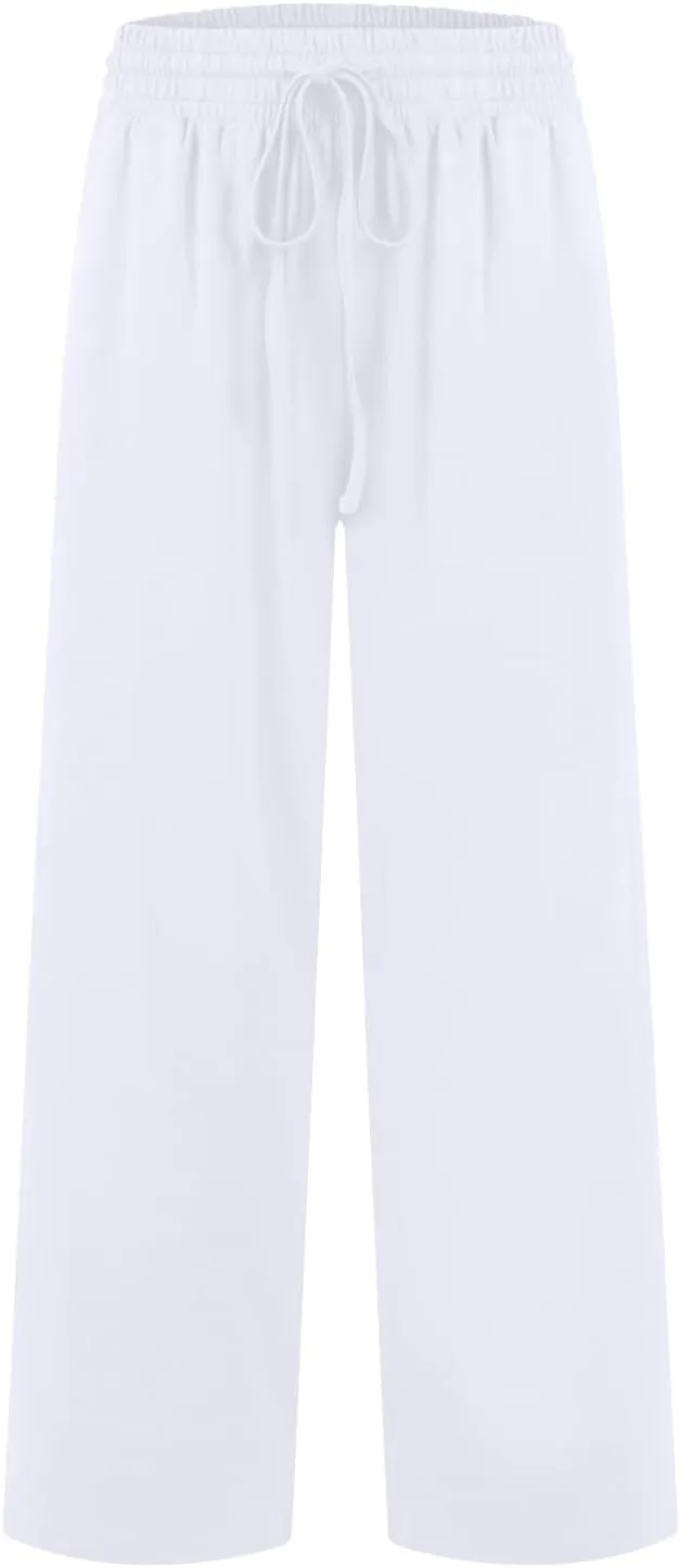 fanmpghleoo Wide Leg Yoga Pants for Women Baggy High Waisted Trousers Lightweight Sweatpants Comfy Lounge Pants with Pockets