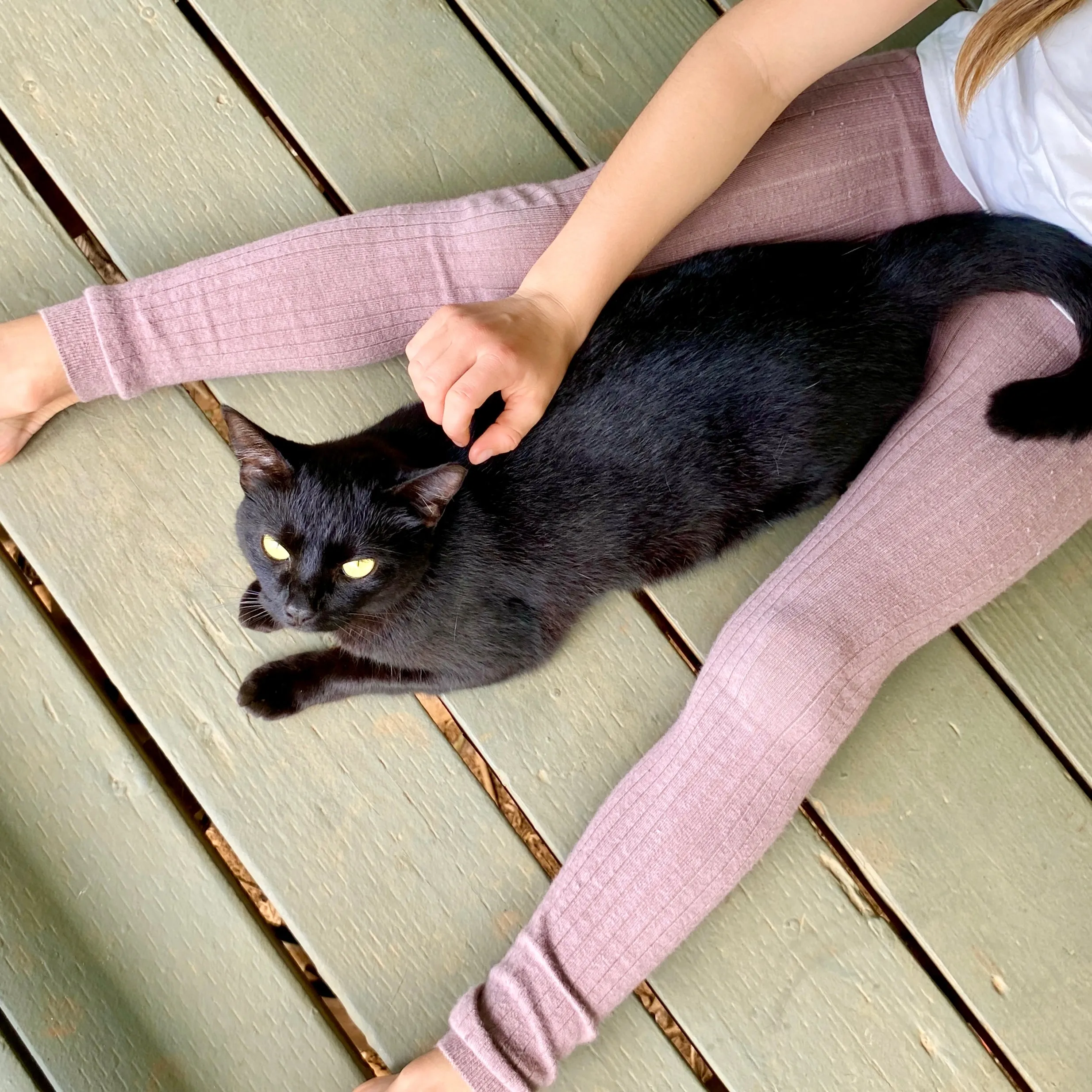 FOOTLESS RIBBED LEGGINGS - lavender pink