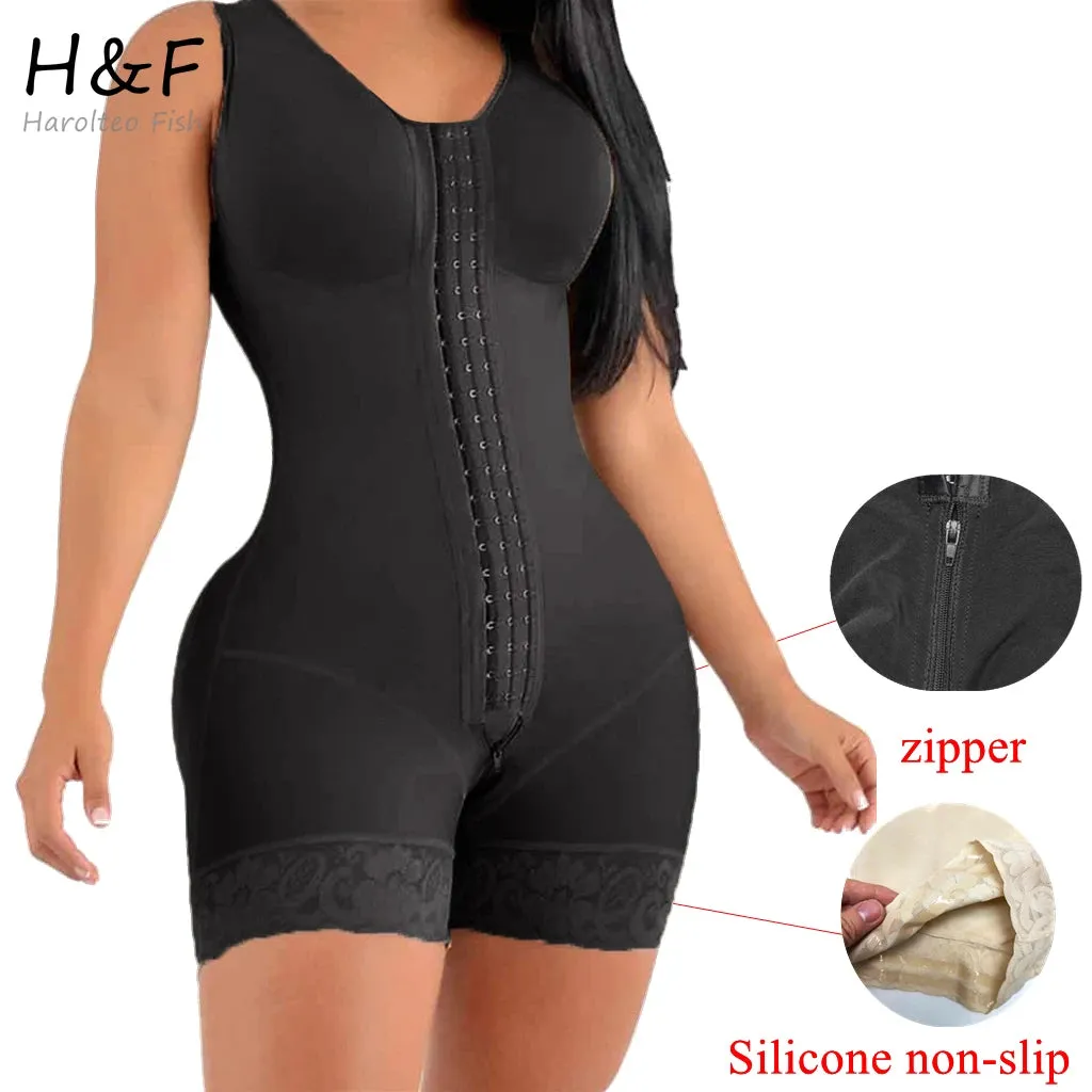 Full Body Shaper High Compression Shapewear Girdle with Brooches | Postpartum Slimming Sheath Belly Fajas Colombianas
