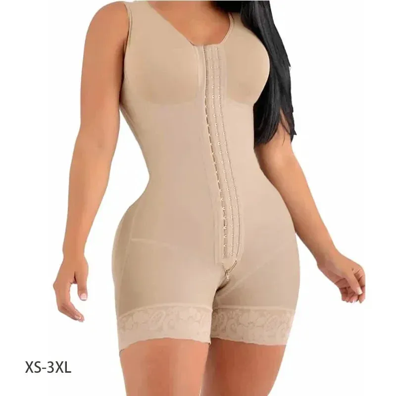 Full Body Shaper High Compression Shapewear Girdle with Brooches | Postpartum Slimming Sheath Belly Fajas Colombianas