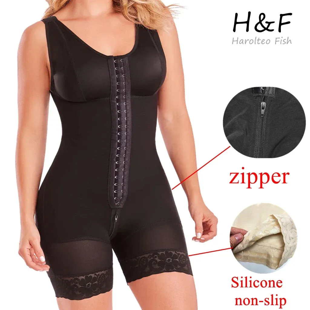 Full Body Shaper High Compression Shapewear Girdle with Brooches | Postpartum Slimming Sheath Belly Fajas Colombianas