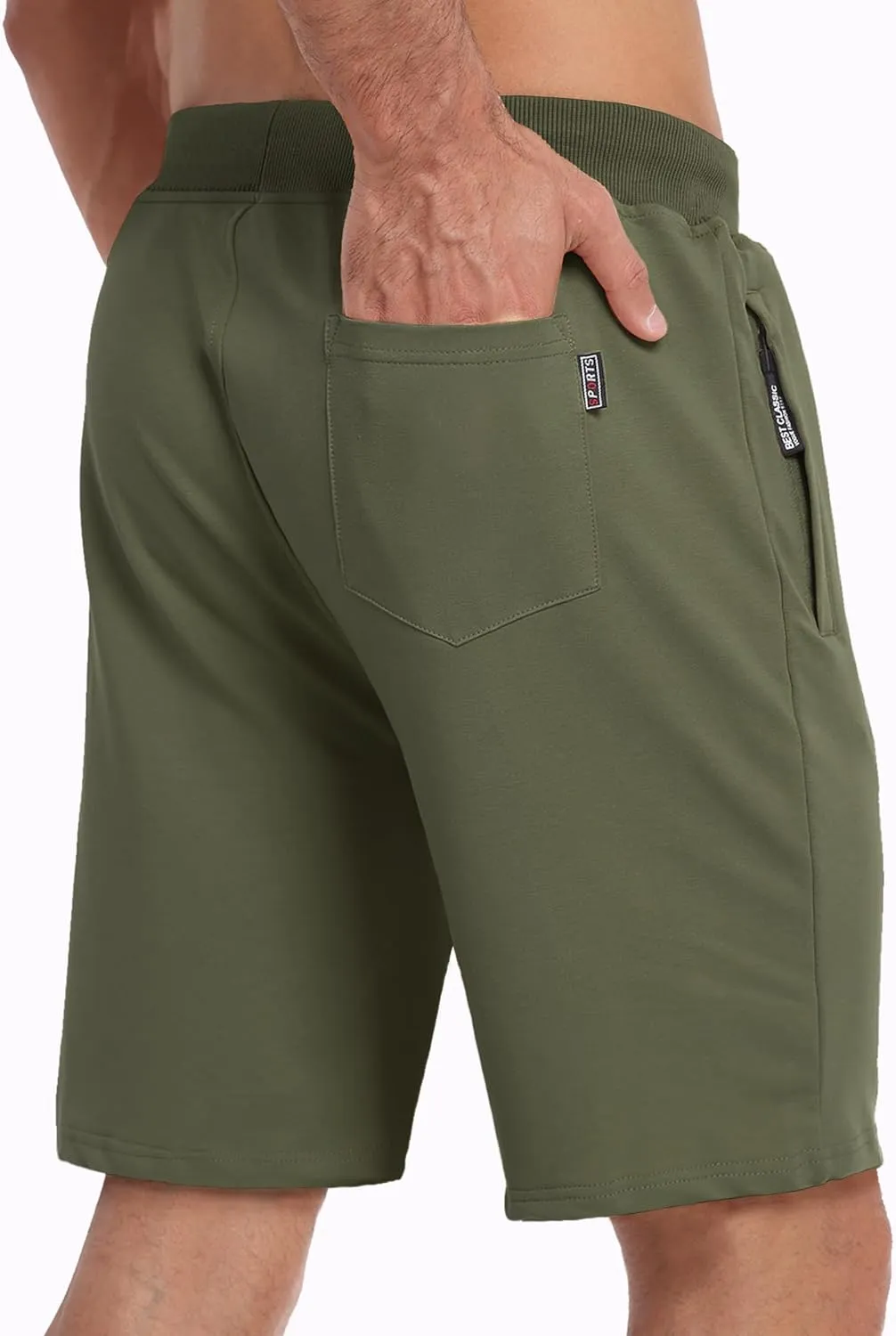 GEEK LIGHTING Mens Shorts Casual Cotton Drawstring Zipper Pockets Elastic Waist Lightweight Summer Athletic Beach Shorts