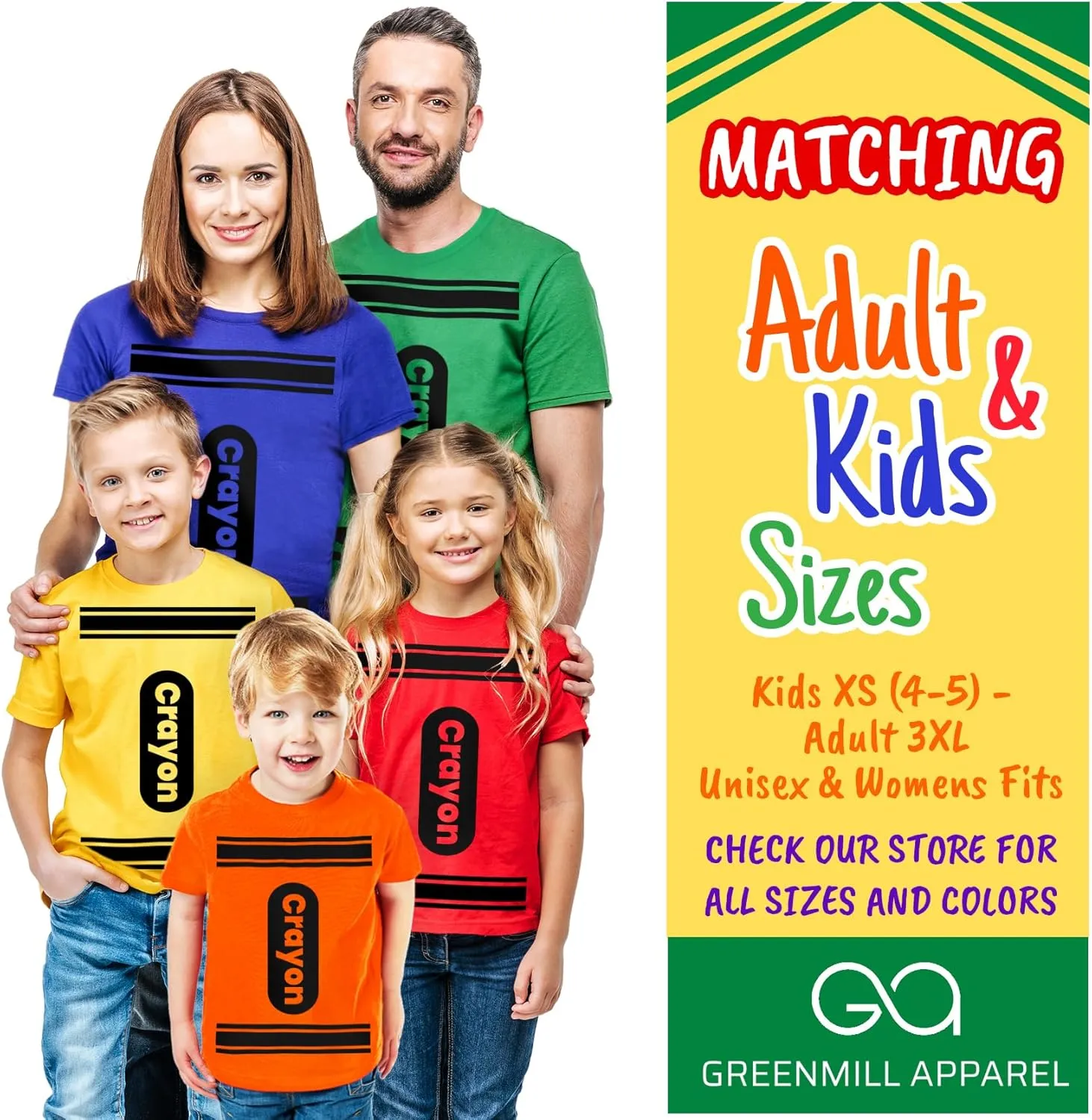 Kids Crayon T Shirt Halloween Costume for Boys Girls | Group Idea | Unisex Tee XS-XL