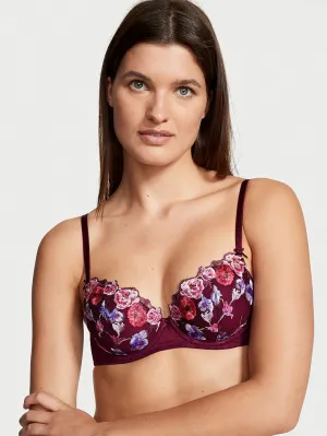 Lightly-Lined Floral Embroidery Demi Bra