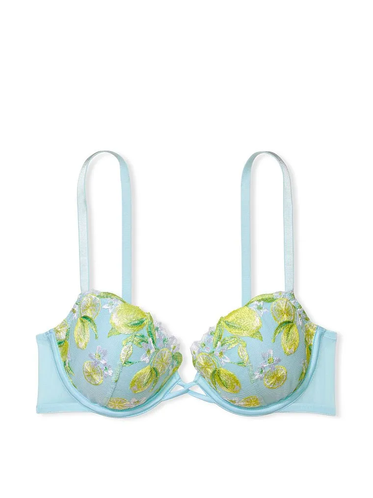Lightly-Lined Lemon Embroidery Demi Bra