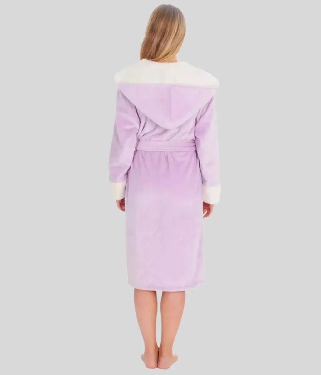 Lilac Soft Fleece Hooded Dressing Gown