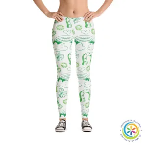 Lucky Irish Doodle Sketched Full Length Leggings