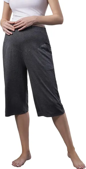Maternity Lounge Capri Pants, Maternity Cropped Capri Pregnancy, Light Relaxed Soft Touch Trousers with Pockets