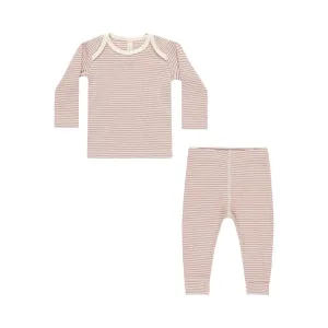 Mauve Stripe Ribbed Tee   Legging Set - Quincy Mae