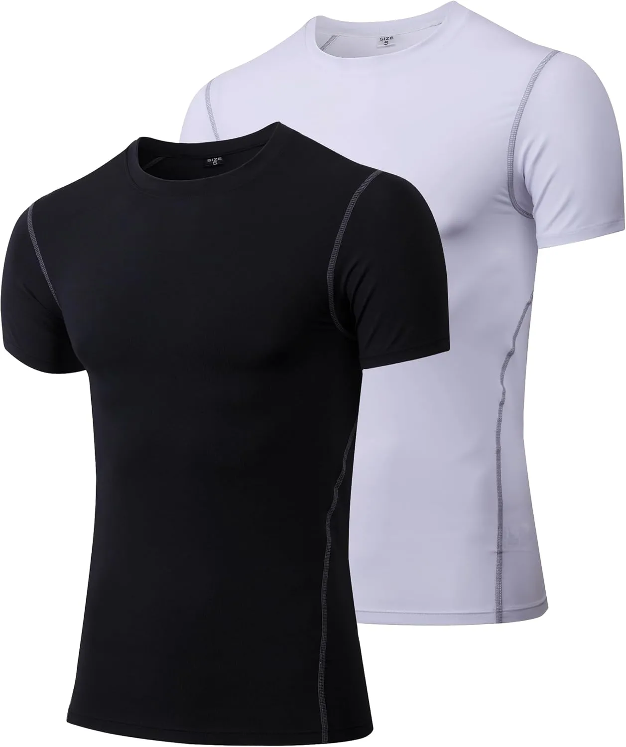 Men's Compression Shirts Short Sleeve Workout T Shirts Athletic Sports Base Layer Cool Dry Gym Tops Undershirts