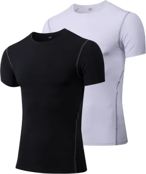 Men's Compression Shirts Short Sleeve Workout T Shirts Athletic Sports Base Layer Cool Dry Gym Tops Undershirts