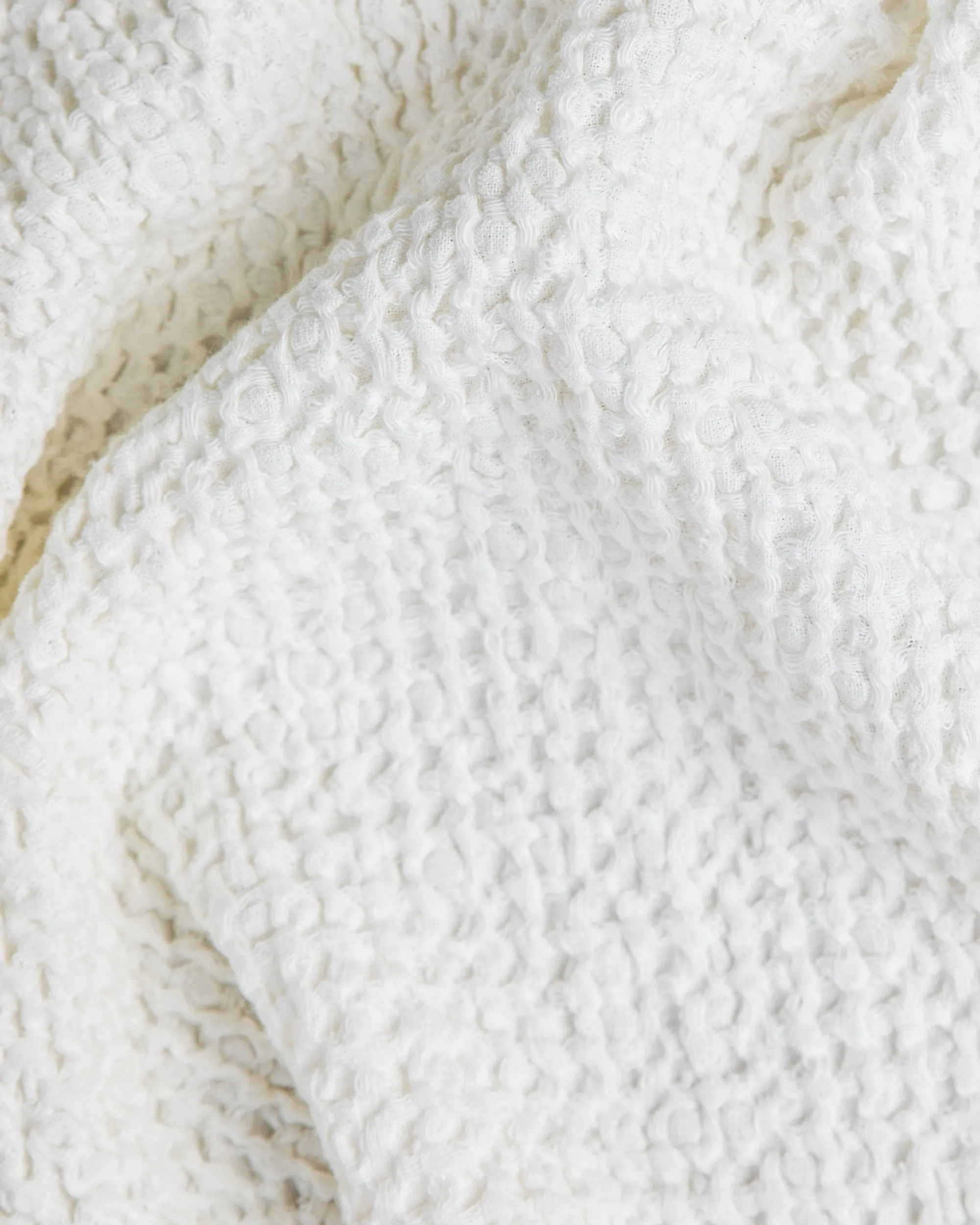 Men's waffle linen robe in White