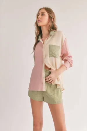 Oasis Color Block Button Up Shirt