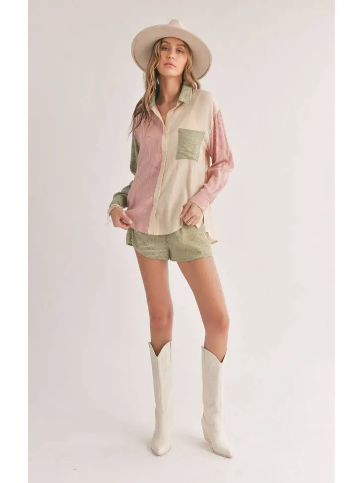 Oasis Color Block Button Up Shirt