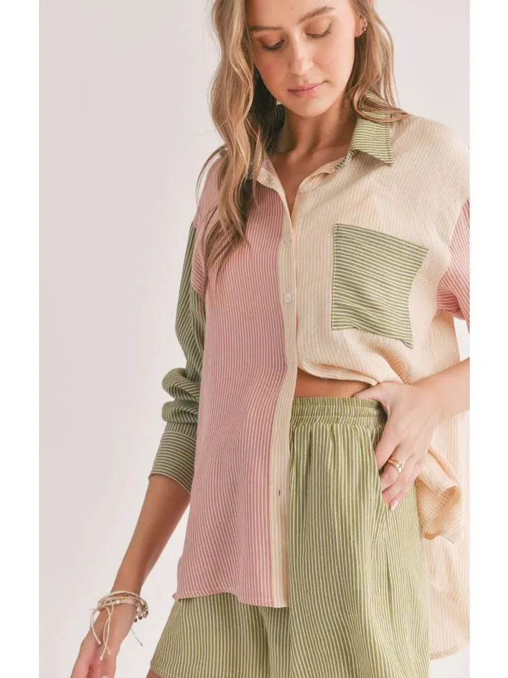 Oasis Color Block Button Up Shirt