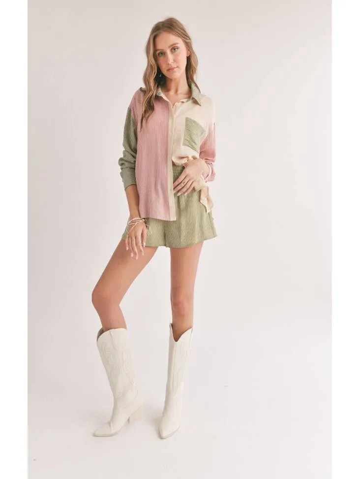 Oasis Color Block Button Up Shirt