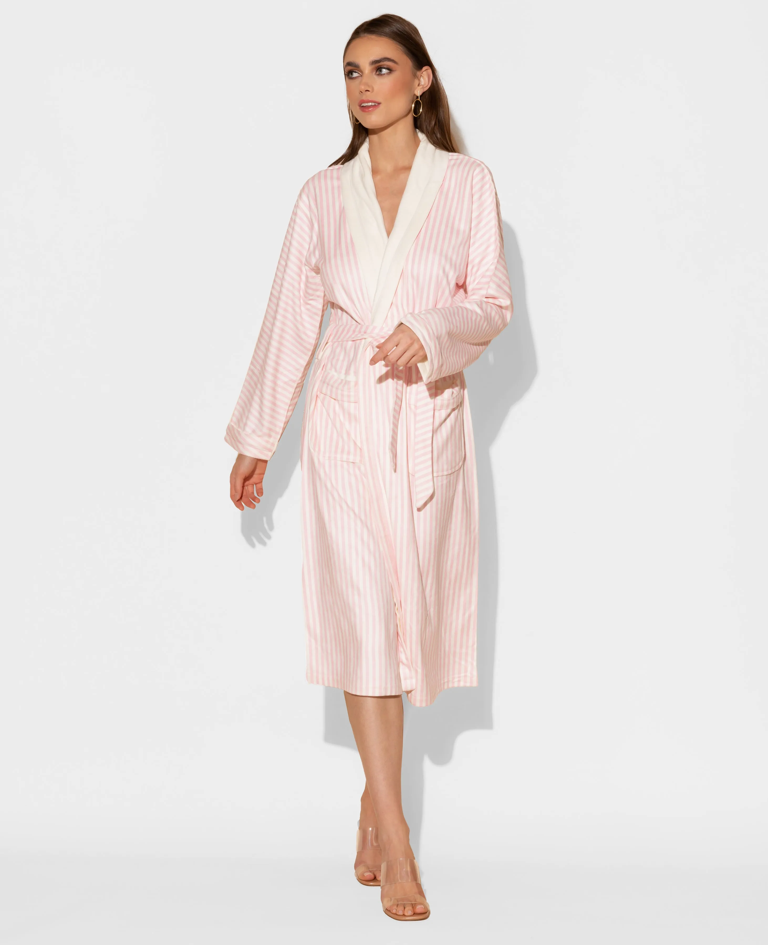 Pink Stripes Long Robe