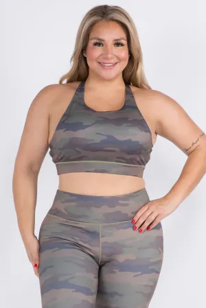 Plus Size High Ranks Active Camouflage Sports Bra • XL
