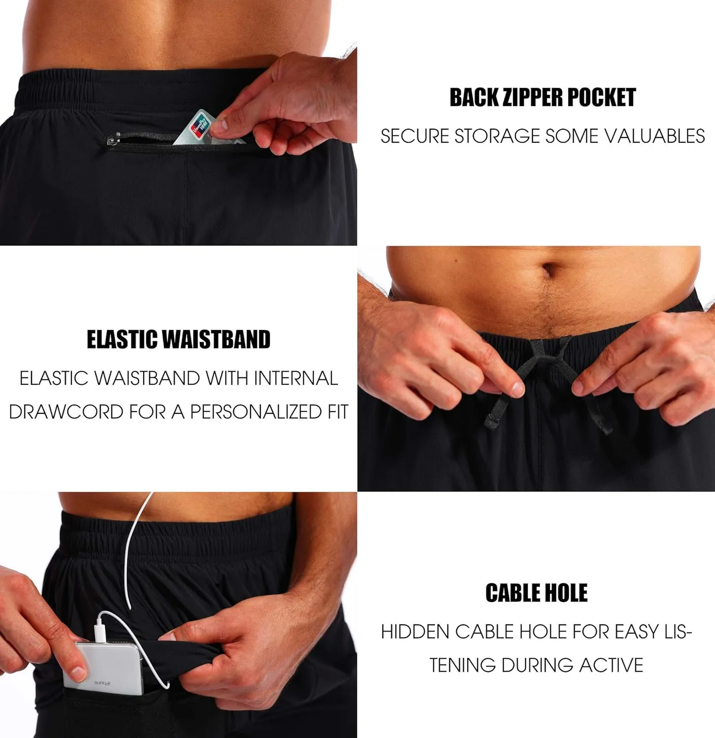 Pudolla Mens 2 in 1 Running Shorts 5"/7" Quick Dry Gym Athletic Workout Shorts for Men with Phone Pockets