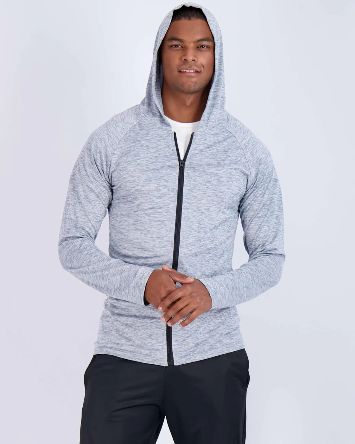 Real Essentials 3 Pack: Mens Dry-Fit Long Sleeve Full Zip Hoodie & Jacket- Athletic Running Jacket (Available in Big & Tall)