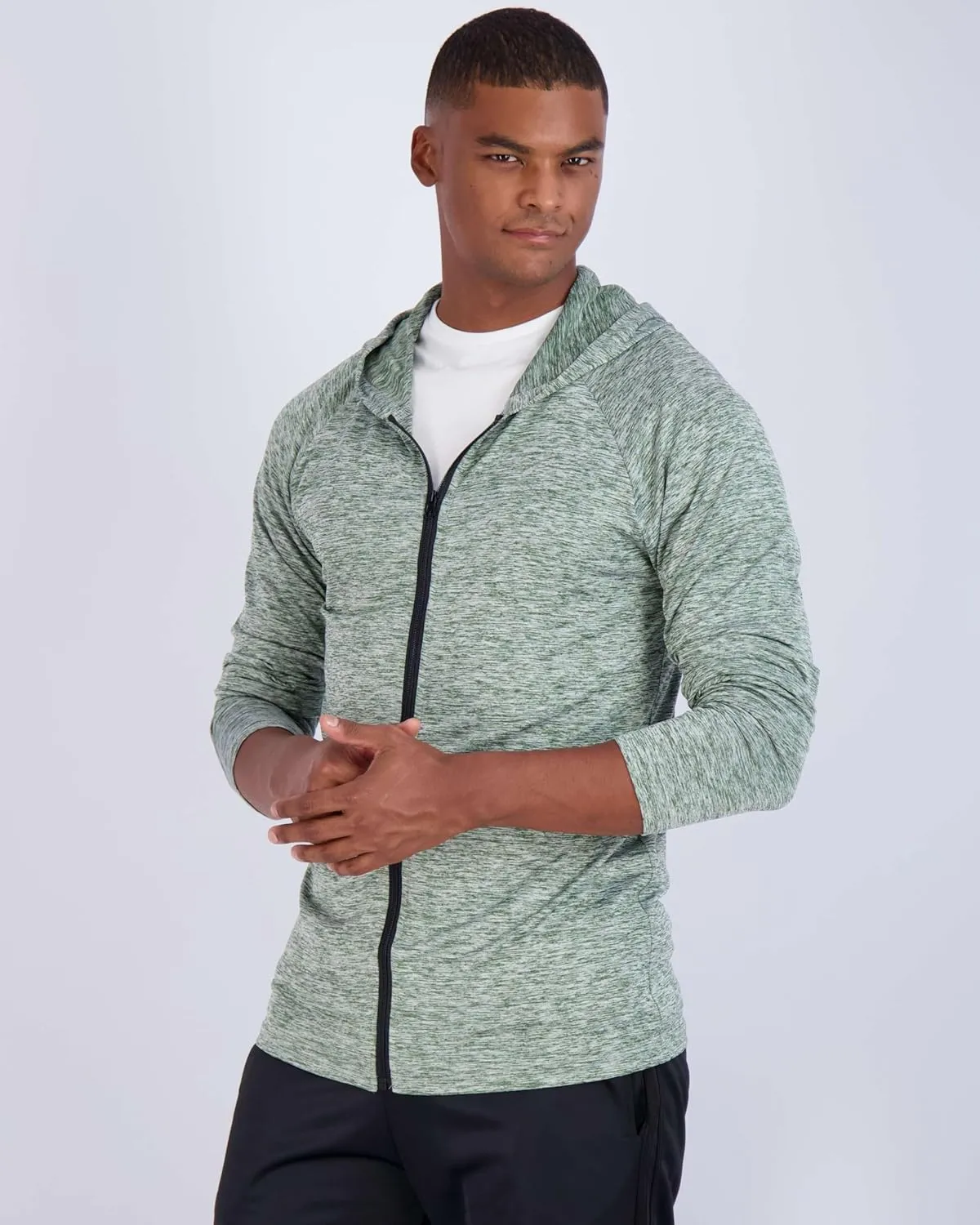 Real Essentials 3 Pack: Mens Dry-Fit Long Sleeve Full Zip Hoodie & Jacket- Athletic Running Jacket (Available in Big & Tall)